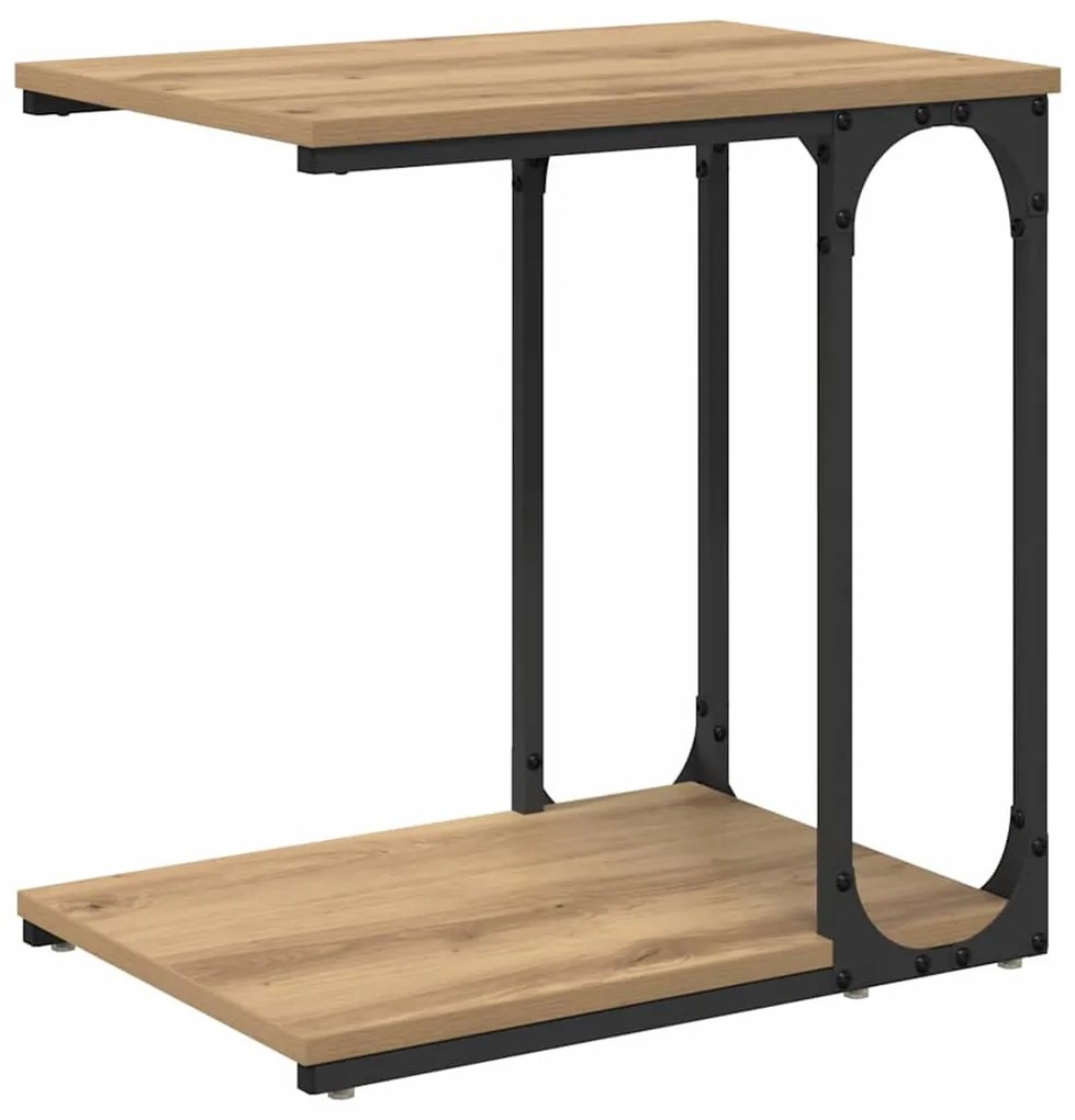 Oldal asztal polcokkal kézműves tölgy 50 x 35 x 52 cm Faanyag