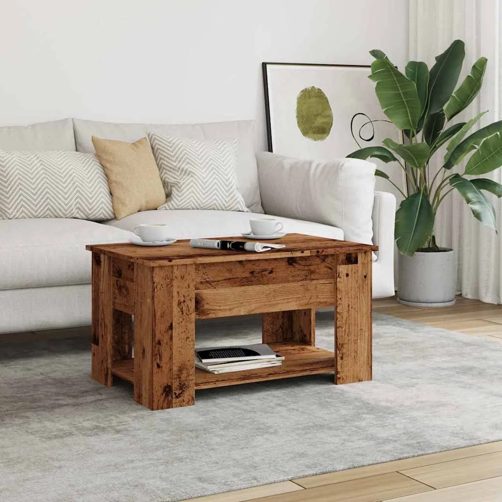 Antik fás szerelt fa dohányzóasztal 79 x 49 x 41 cm