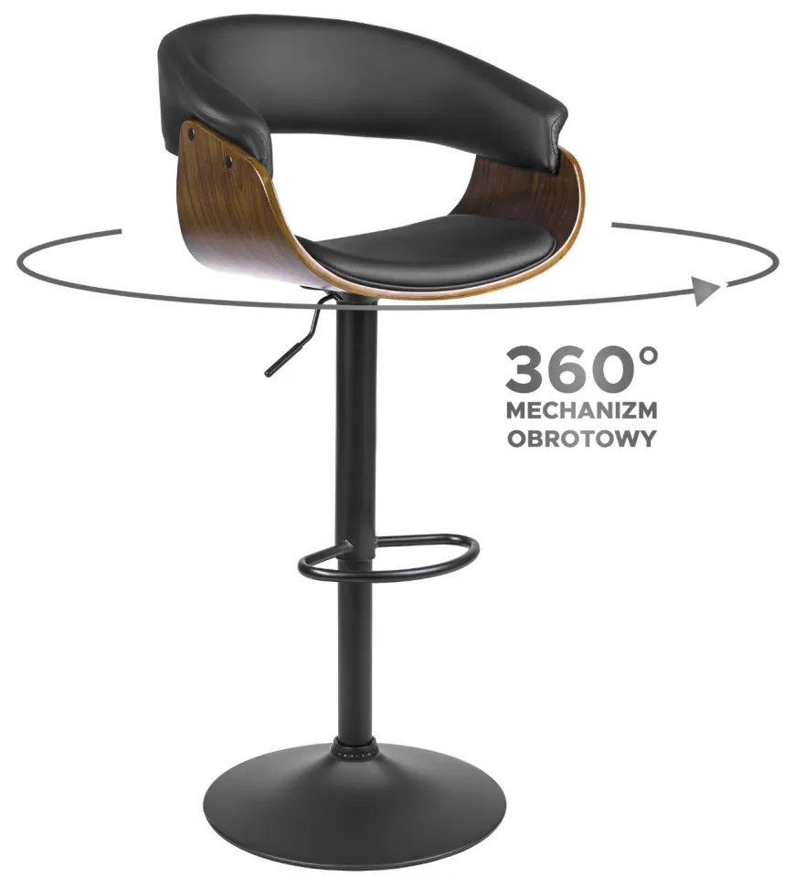 Elegáns Bárszék Fekete Eco-bőr Kárpittal. NEVADA