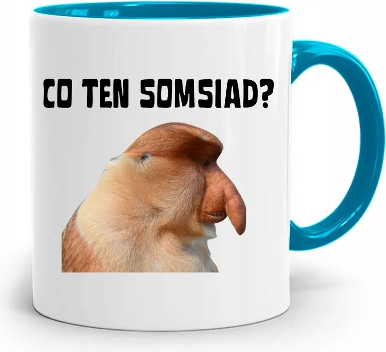 Kék Hordozós Bögre Janusz MI Ez A Somsiad? fényképes nyomattal