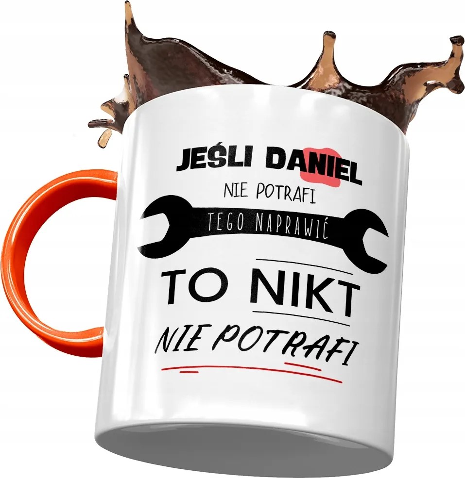 Narancssárga bögre Daniel Kollégának Ajándék Nyomtatott Fotóval