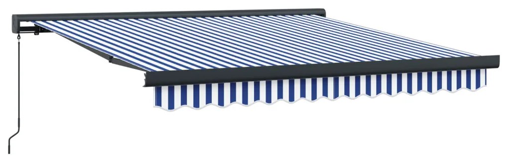 Manuális Behúzható Napellenző Kék és Fehér 300x250 cm