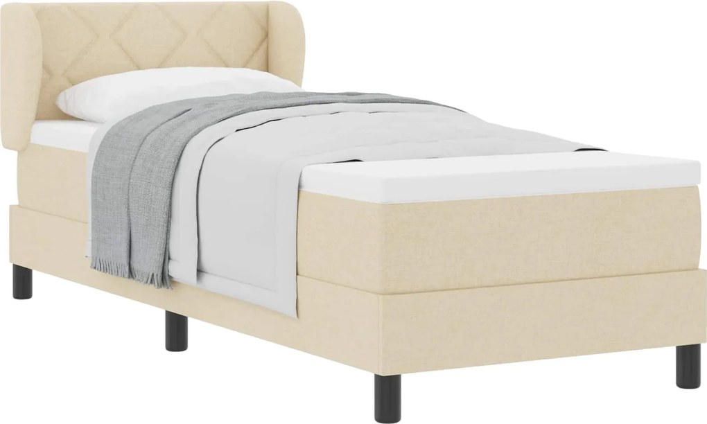 vidaXL Boxrugós ágy matracmal fejtámlával Krém 80 x 200 cm szövet