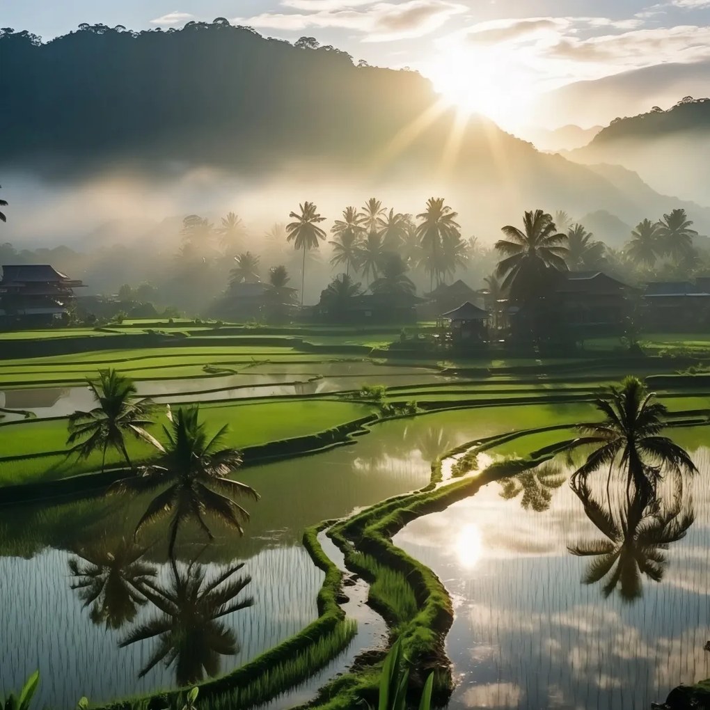 Poszter 20x20cm Hajnal a teraszok felett