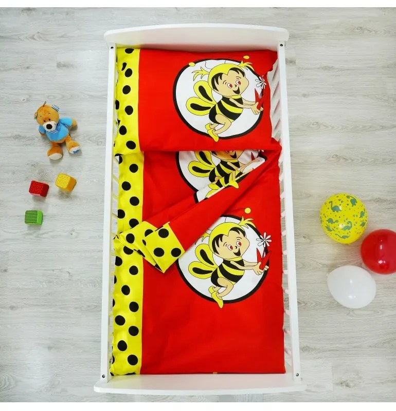 EMI méhecskés piros gyerek ágyneműhuzat, Párna 70x90