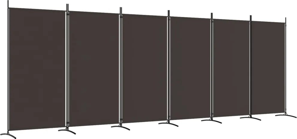 vidaXL 6 paneles barna szövet paraván 520x180 cm
