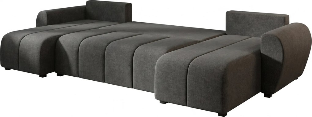 SEVIO U alakú kihúzható ülőgarnitúra, 311x145 cm, sötétszürke + 2 párna INGYEN