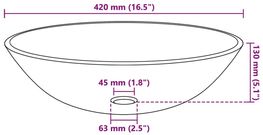 42 cm-es edzett üveg mosdókagyló matt