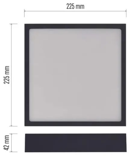 LED Mennyezeti lámpa LED/21W/230V 3000/3500/4000K 22,5x22,5 cm fekete