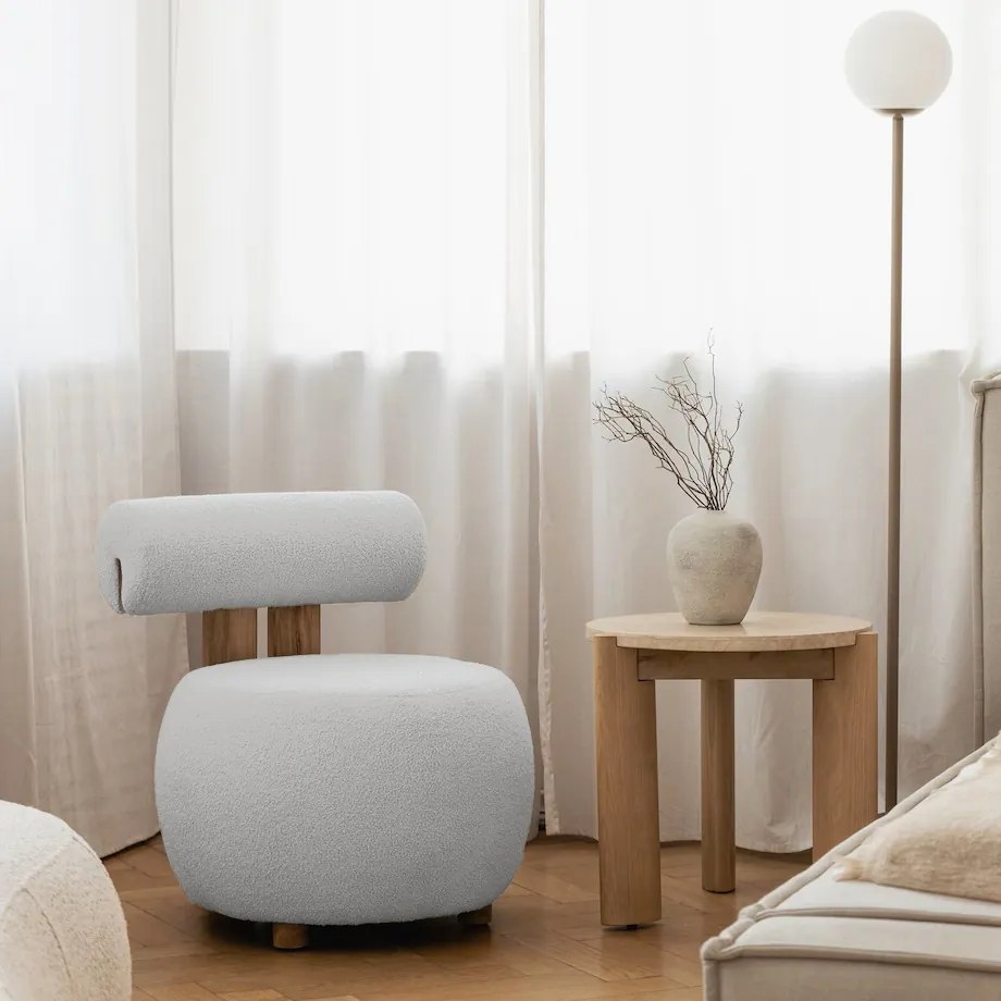 Fehér design fotel HANNA, tölgy