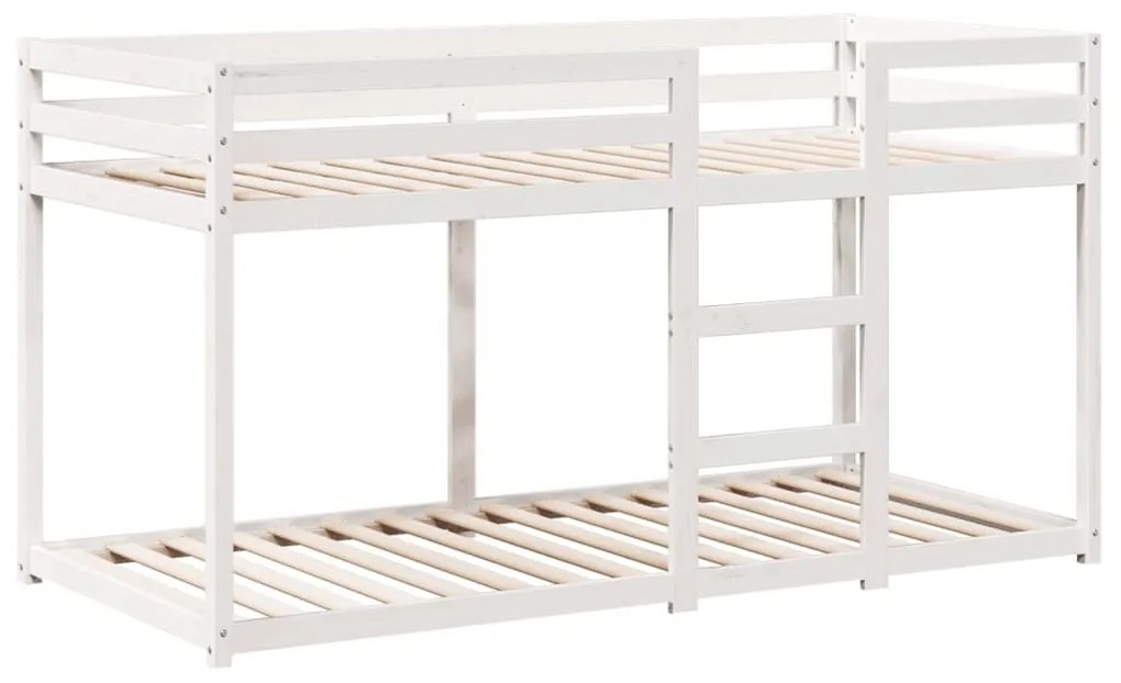 fehér tömör fenyőfa ágy emelettel és tetővel 80 x 200 cm