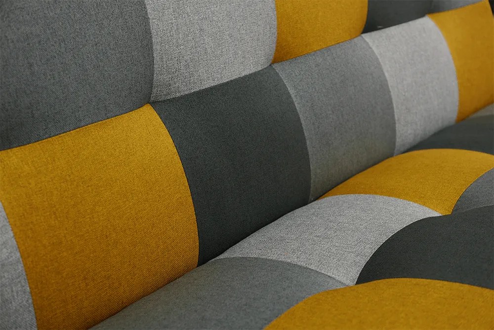 Kanapé, mustár színű anyag/szürke, ALABAMA