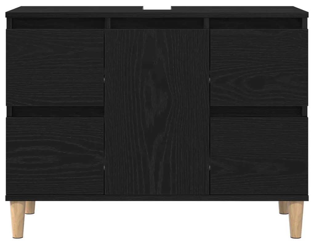 Mosdószekrény Fekete Tölgy 80x33x60 cm Műgyanta