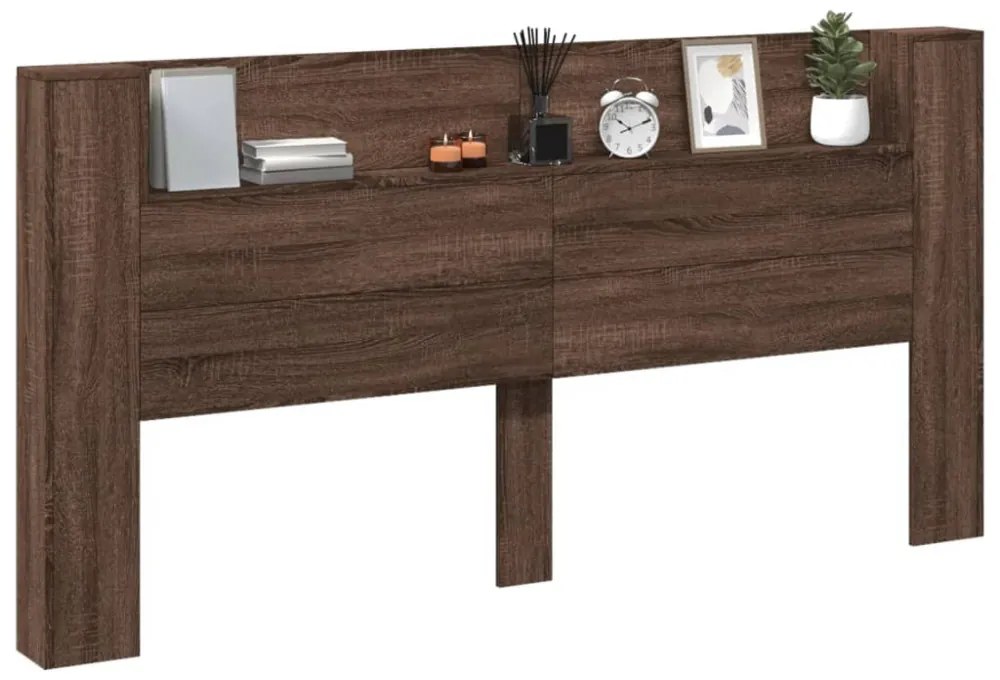 barna tölgy színű áthidalószekrény LED-ekkel 200x16,5x103,5 cm