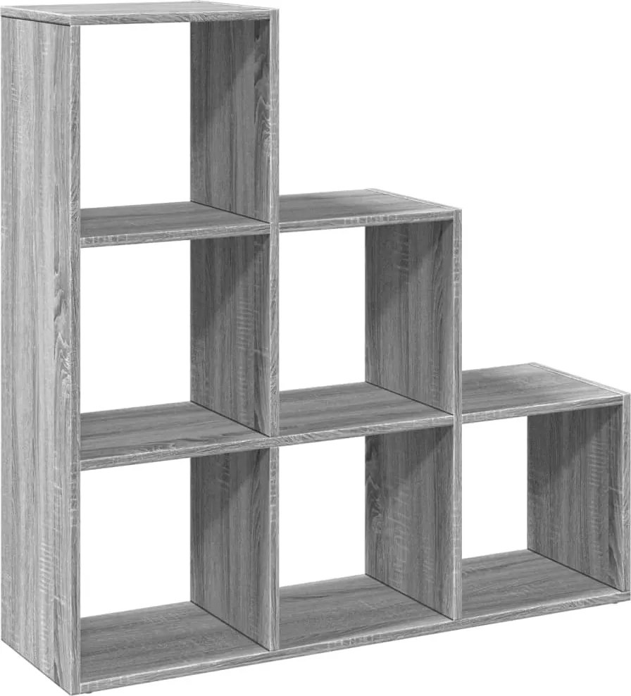 vidaXL 3 szintes szürke sonoma fa elválasztó könyvespolc 99x29x99 cm