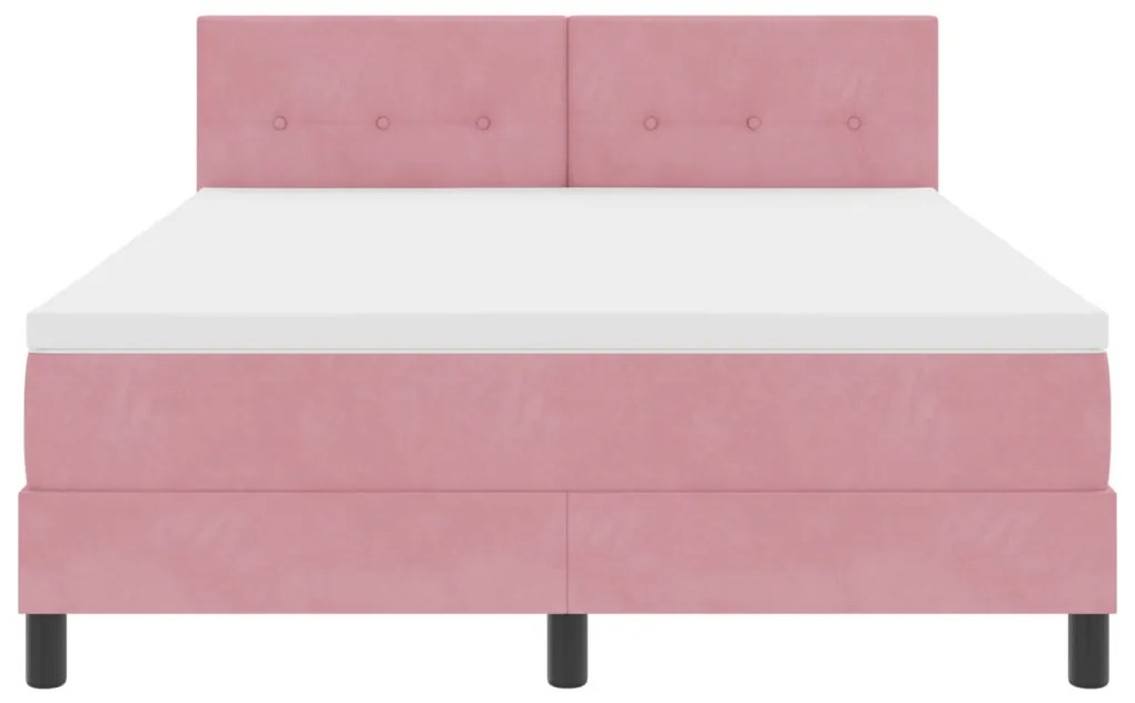 Boxspringágy Mattal és LED világítással Rózsaszín 140x200 cm Bársonyos