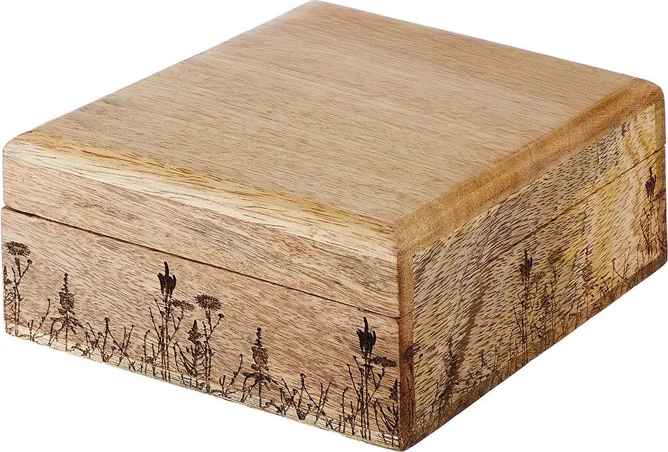 FLOWER BOX mangófa tárolódoboz virág mintával 14 x 14cm