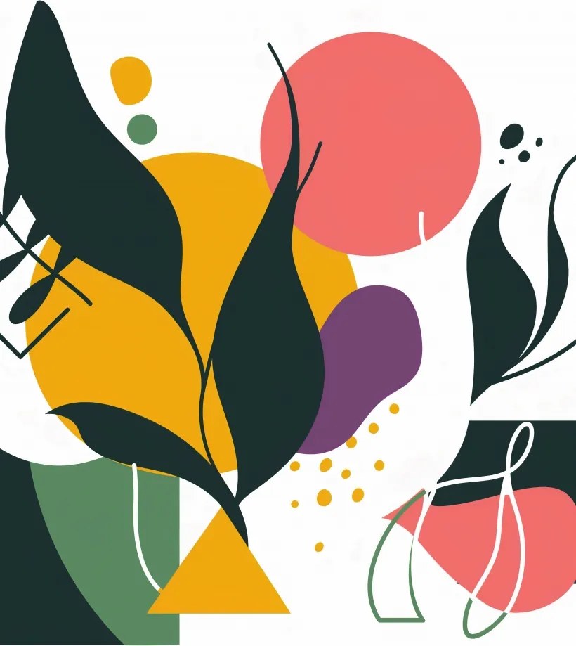 Poszter 50x65cm Színes Botanikai Absztrakt