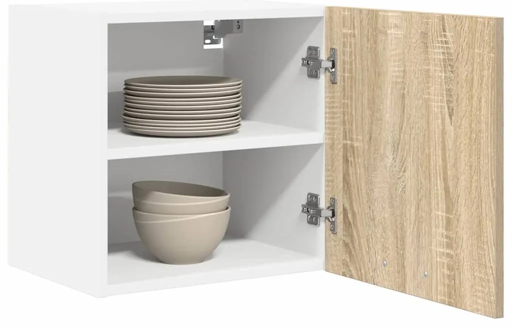 Függő szekrény Riga 2 pcs Sonoma tölgy és fehér 40 x 31 x 40 cm