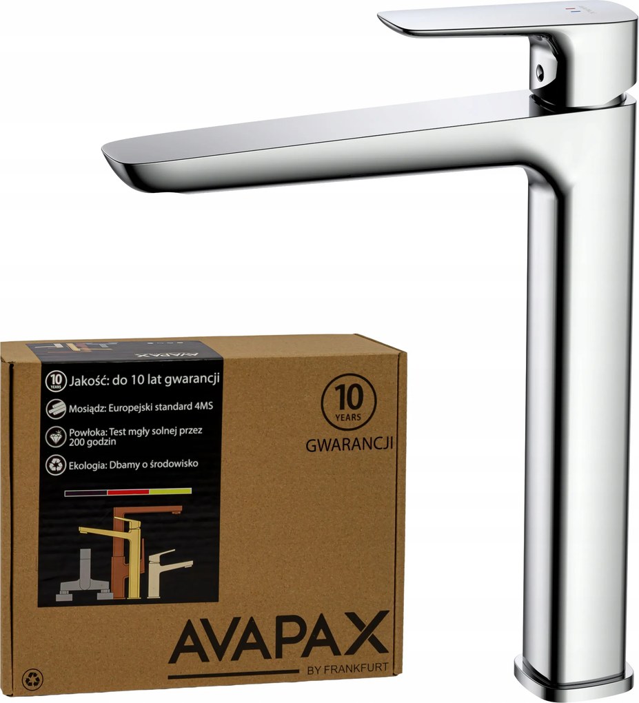 Álló mosdó csaptelep magas fürdőszobai csaptelep ezüst Avapax pultra