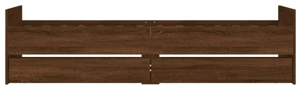 barna tölgyszínű műfa ágykeret fiókokkal 100 x 200 cm