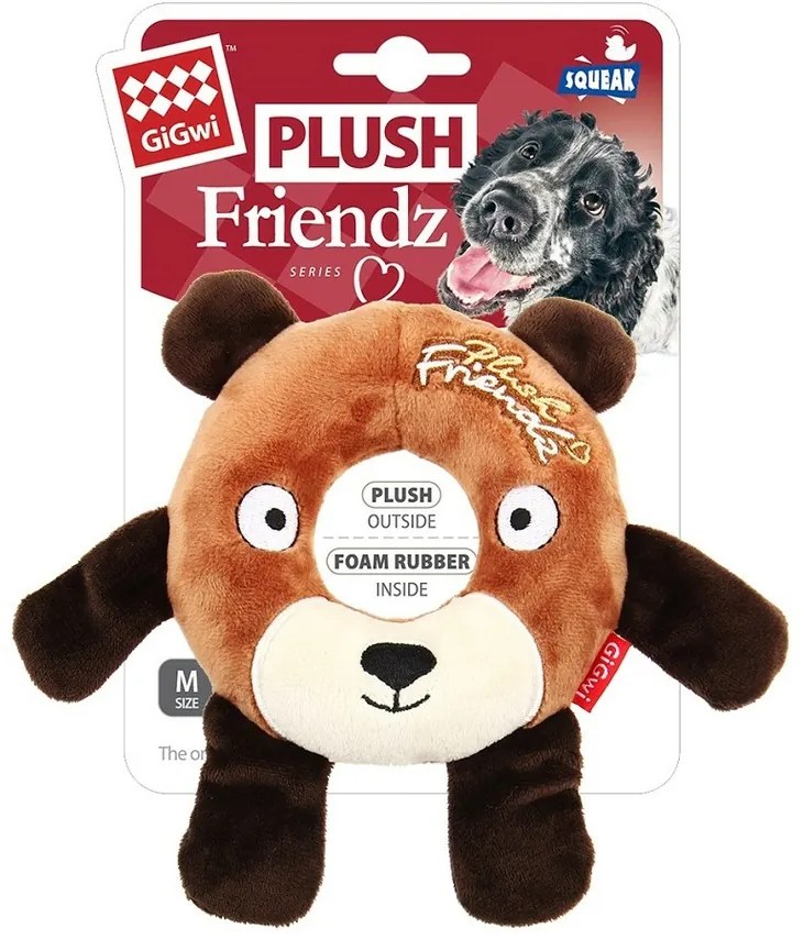 GiGwi Sípó játék kutyáknak Plush Friendz medve, 17x 16 x 2,5 cm
