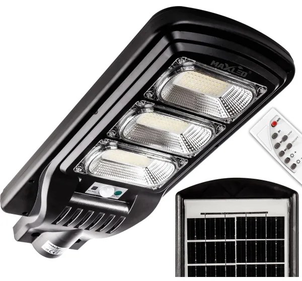 LED Napelemes utcai lámpa érzékelővel LED/180W/6V 6500K IP65 + távirányítás