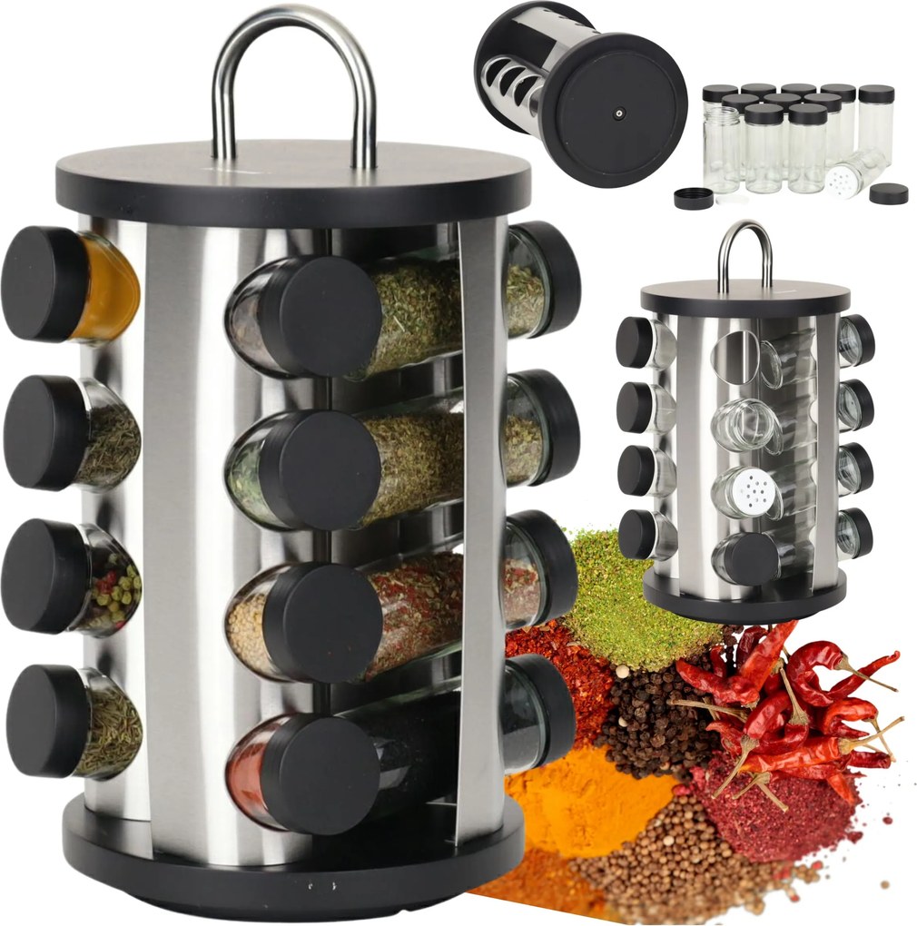 Fűszerrendező forgó 16 tégelyes Forgó Fűszertartó x16
