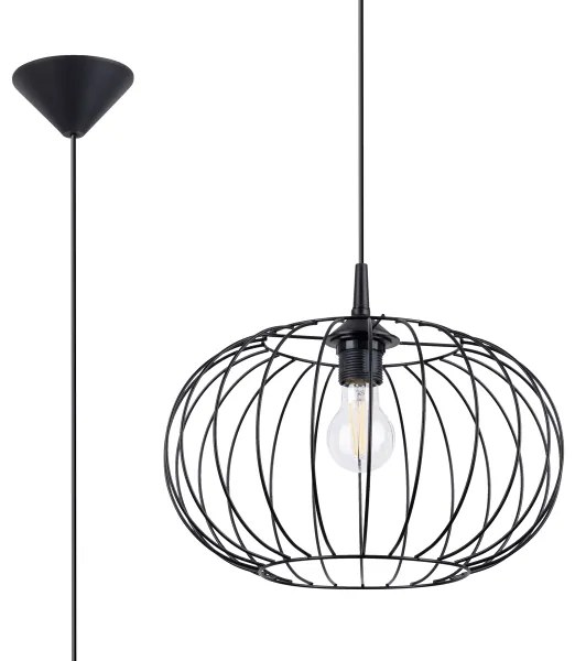 Sollux SL.1185 - Csillár zsinóron TSUNO 1xE27/15W/230V fekete