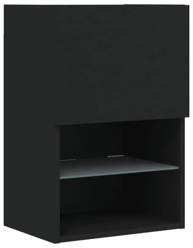 2 db fekete TV-szekrény LED-világítással 40,5 x 30 x 60 cm