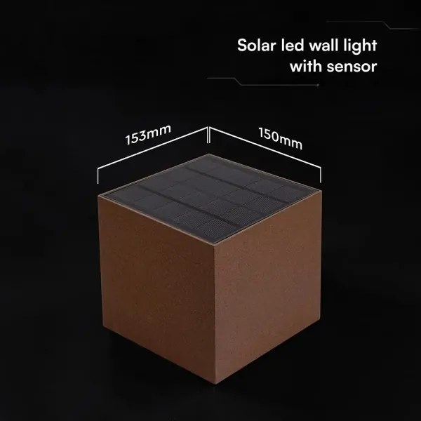 LED Sol fali lámpa érzékelővel LED/9W/3,7V 3000/4000/5000K IP65 2600 mAh barna
