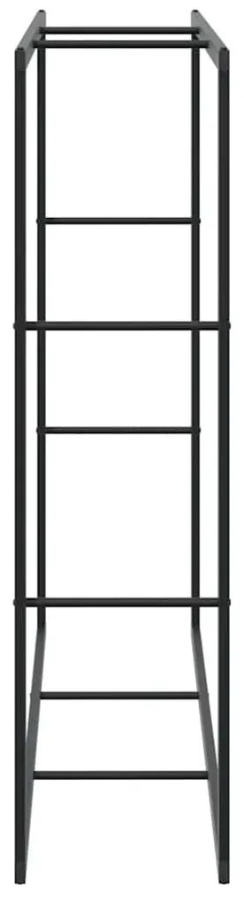 fekete acél tűzifatároló 110x30x116 cm