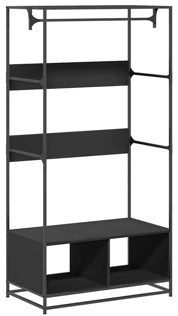 fekete szerelt fa ruhásszekrény 90 x 50 x 180 cm