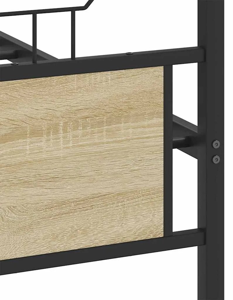 sonoma tölgy színű fém ágykeret matrac nélkül 193 x 201 cm