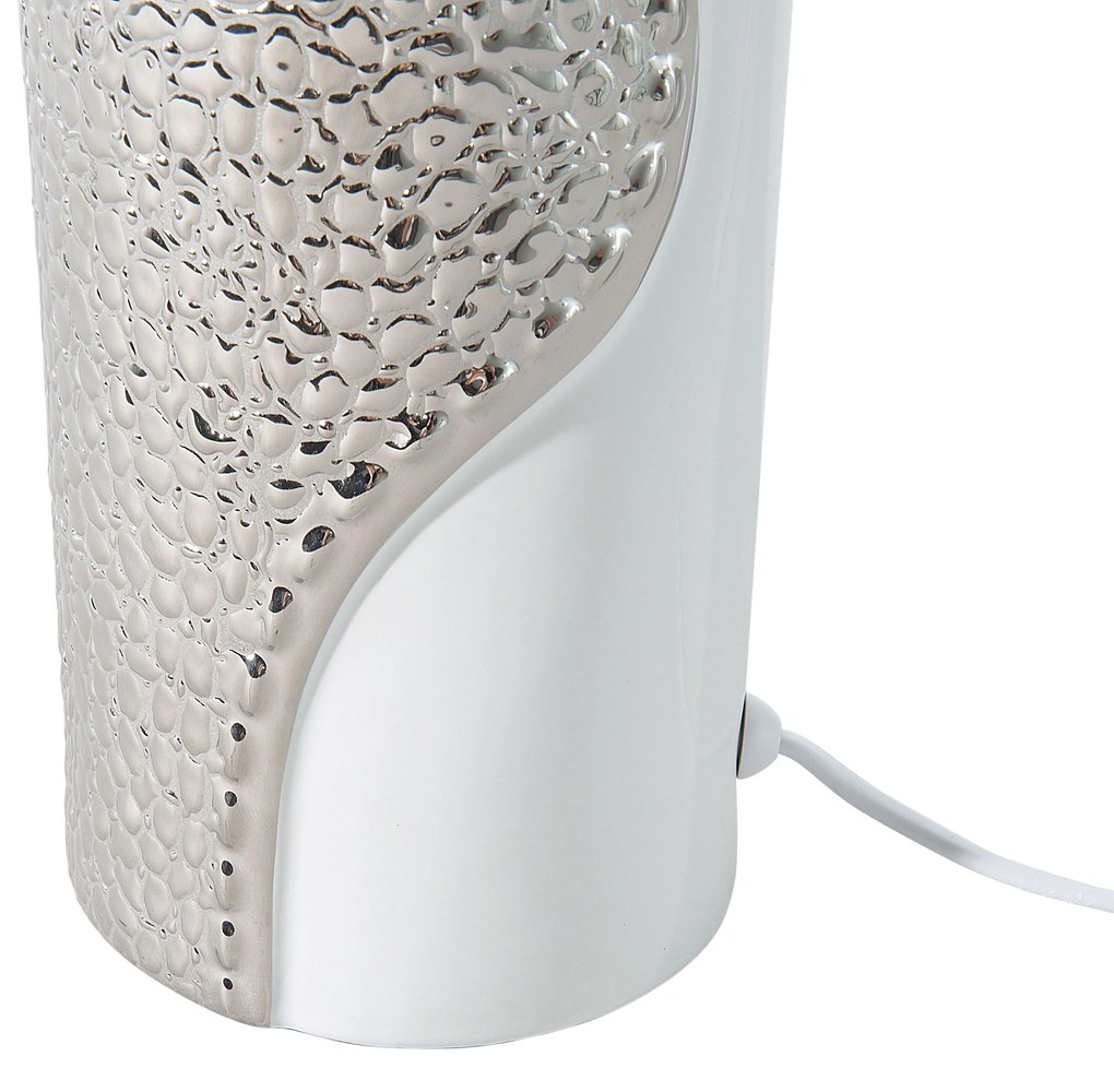 Fehér és ezüst porcelán asztali lámpa 52 cm AIKEN Beliani