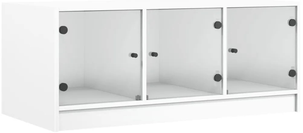 Fehér dohányzóasztal üvegajtókkal 102 x 50 x 42 cm