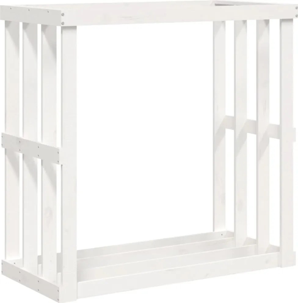 vidaXL fehér tömör fenyőfa kültéri rönktároló 108 x 52 x 106 cm