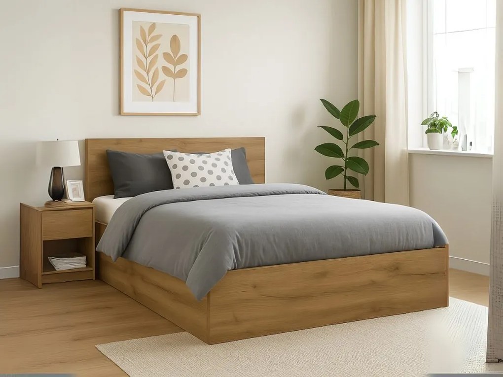 SOFIA ágy 120 x 200 cm, artisan tölgy Ágyrács: Léces ágyrács, Matrac: Matrac nélkül