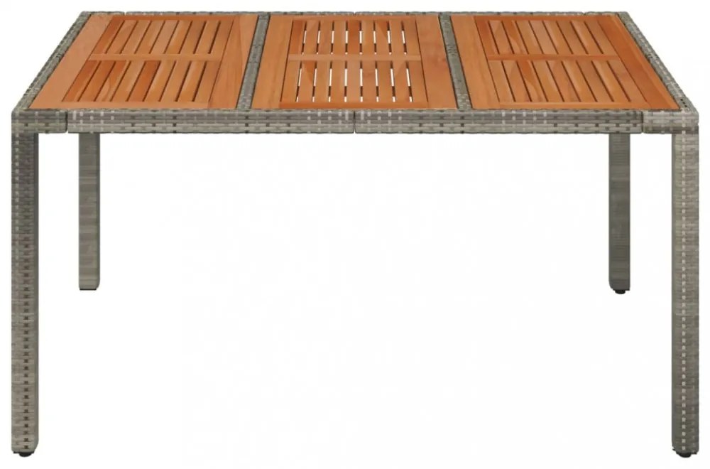 szürke polyrattan falapos kerti asztal 150 x 90 x 75 cm