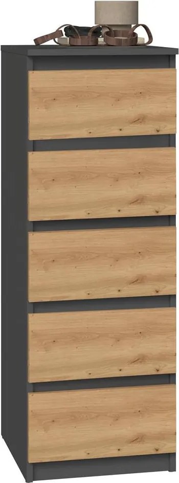 W5 komód, antracit-tölgy