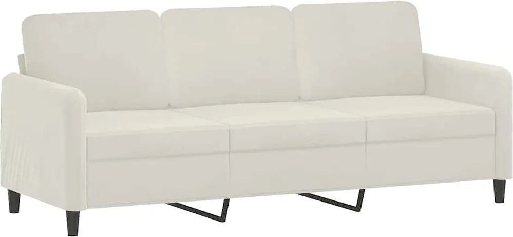 vidaXL 3 személyes krémszínű bársony kanapé 180 cm