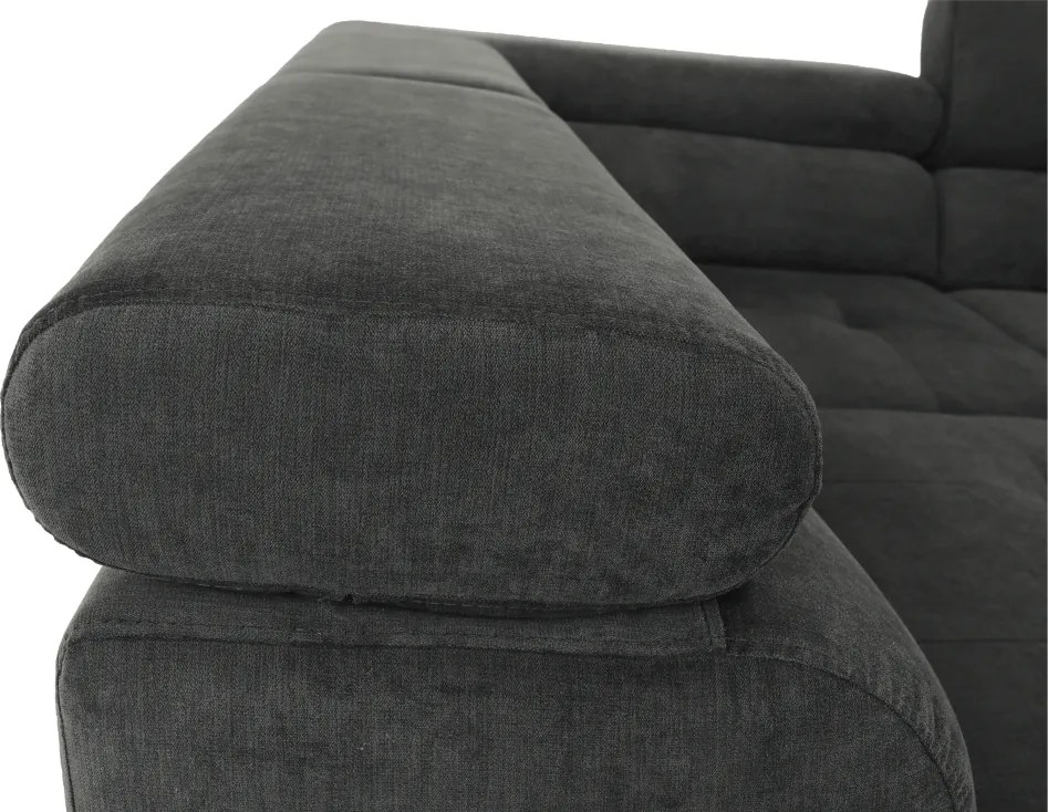 Ülőgarnitúra tárolóhellyel, szürke, szövet, balos, BUTON R