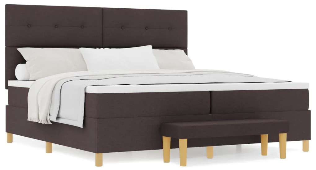 Box Spring Ágy Matraccal és Pad Dark Brown 200x200 cm Szövet