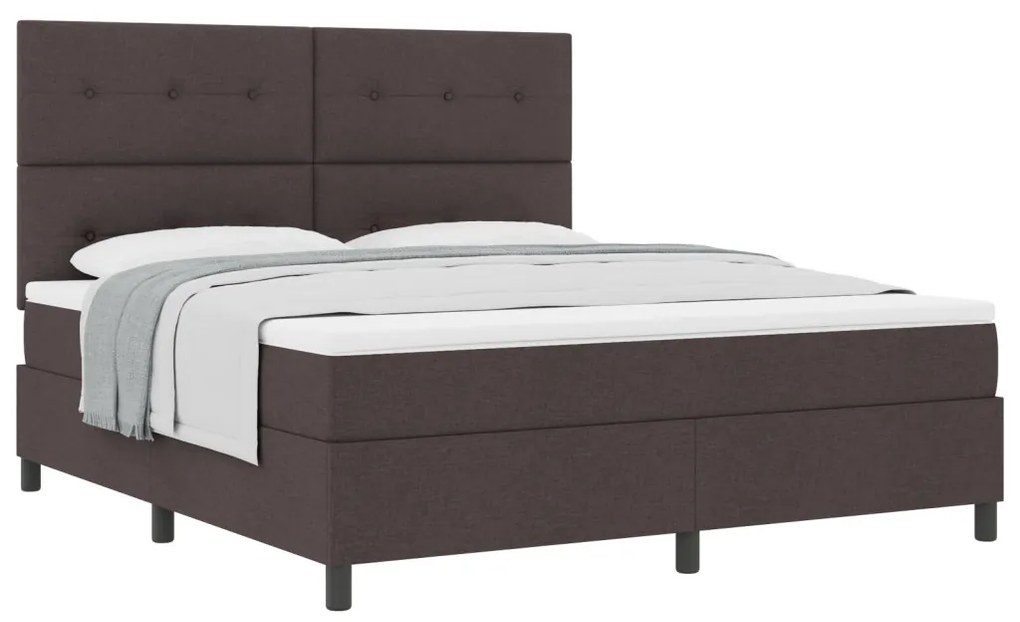 Boxspring Ágy Matraccal Sötétbarna Szövet Super King