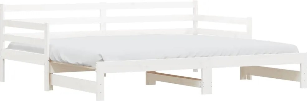 vidaXL fehér tömör fenyőfa kihúzható kanapéágy 90 x 200 cm