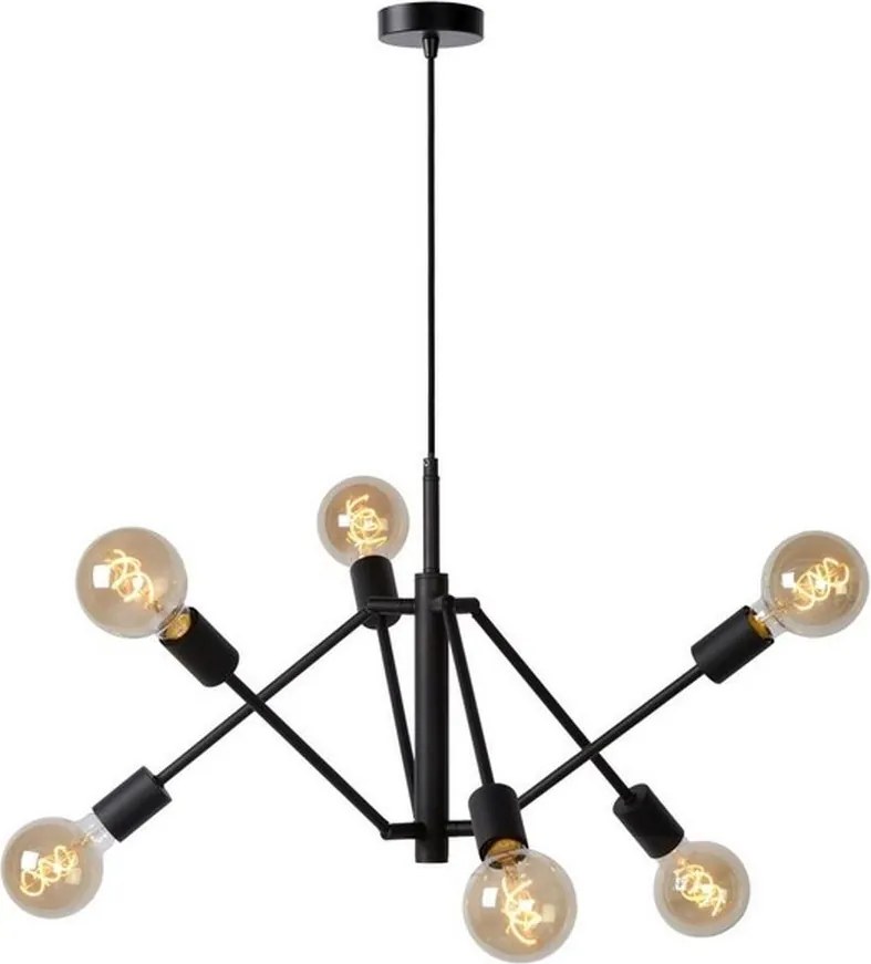 LUCIDE 21424-06-30 LESTER Többágú Függesztett Lámpa Fekete E27 IP20