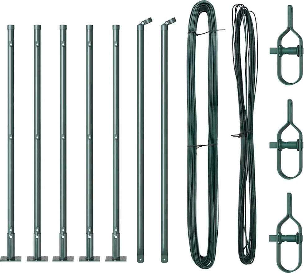 vidaXL Kerítésoszlop 7 pcs Zöld Acél