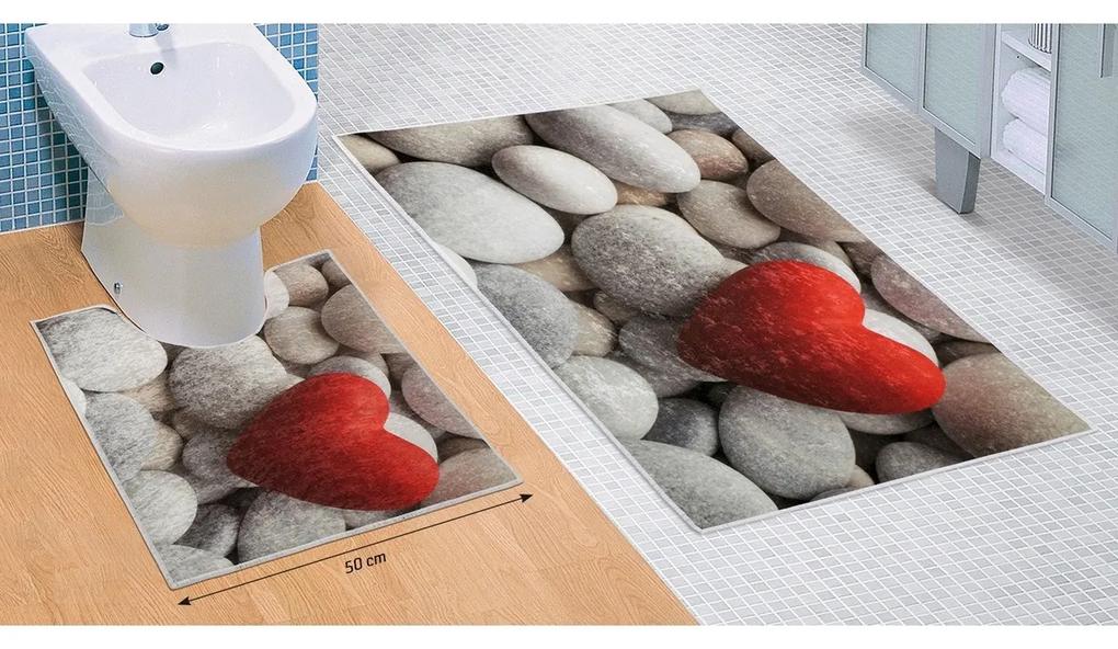 Világos kövek 3D fürdőszobai szőnyegkészlet, 60 x 100 cm, 50 x 60 cm