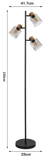 Brilagi - HYGGE állólámpa 3xE14/15W/230V fa/füstszínű