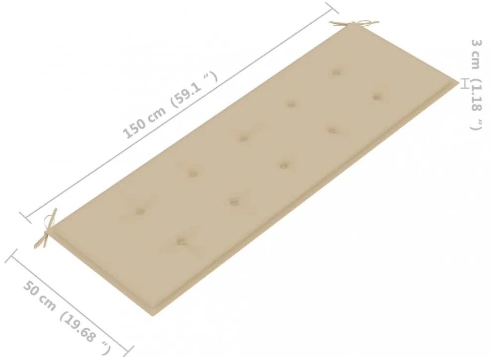 tömör tíkfa rakásolható kerti pad párnával 159 cm